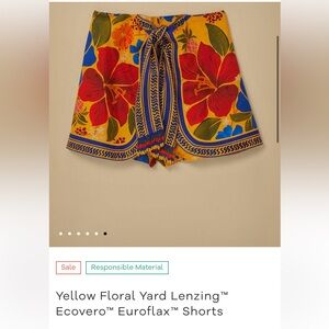 NWT Farm Rio Yellow Floral Yard Lenzing Ecovero Euroflax Shorts
